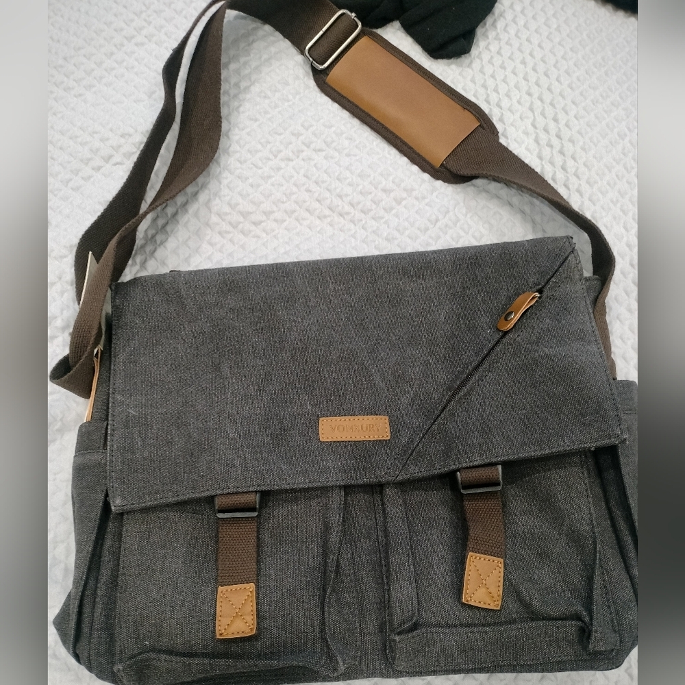 Stylish Gray Canvas Messenger Bag